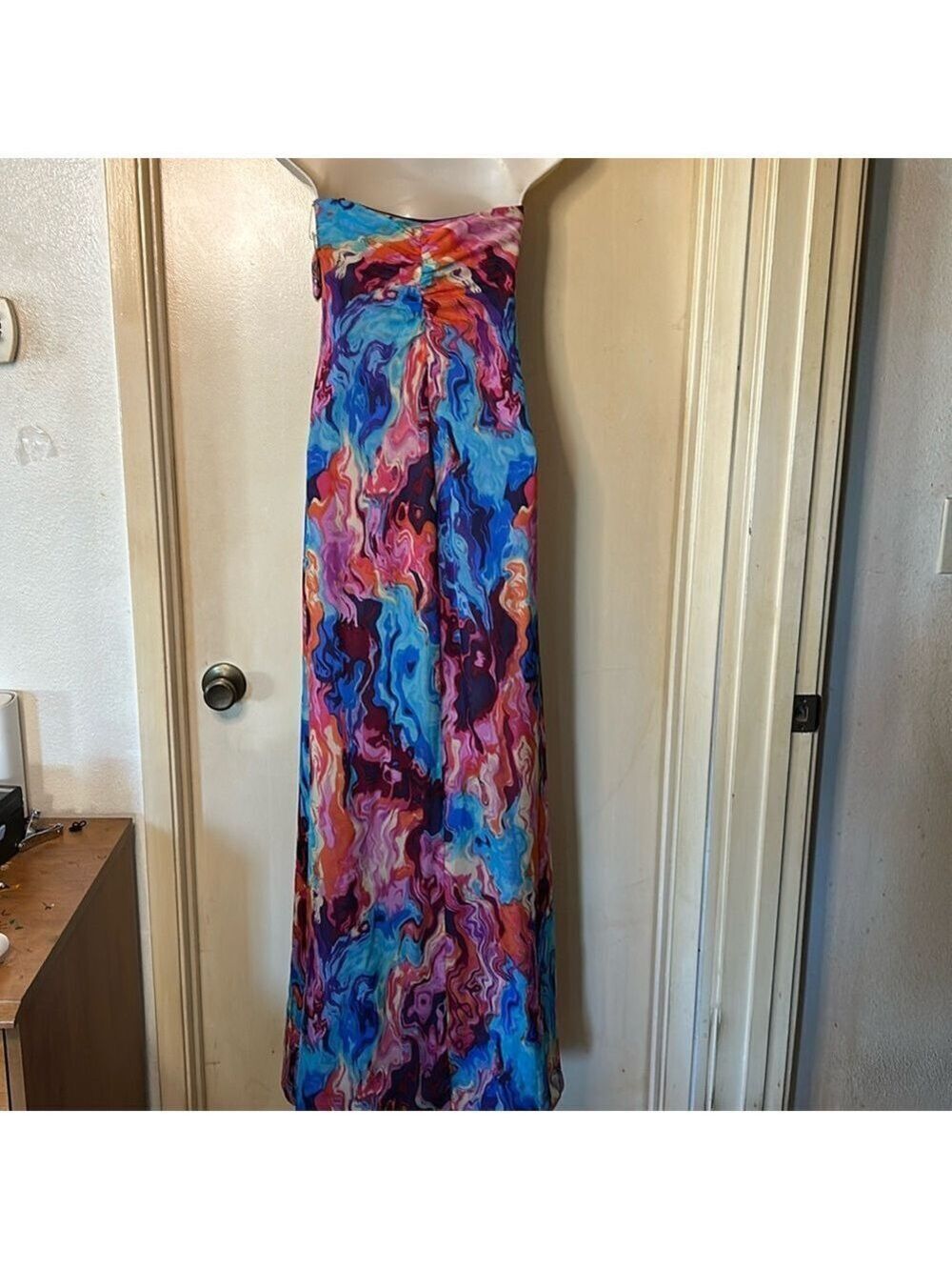 Laundry by Shelli Segal Spring Sunset Silk Strapless Gown size 8 - Picture 7 of 12